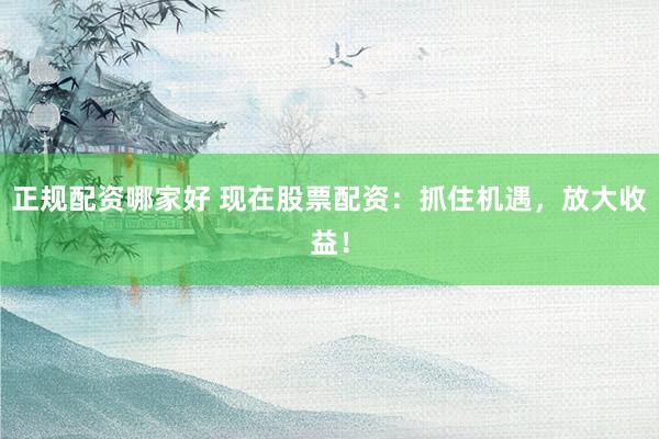 正规配资哪家好 现在股票配资：抓住机遇，放大收益！
