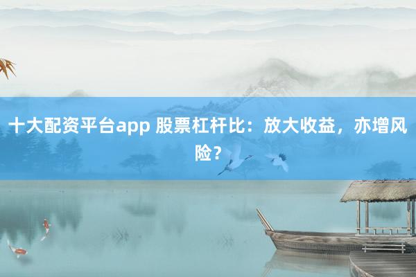 十大配资平台app 股票杠杆比：放大收益，亦增风险？