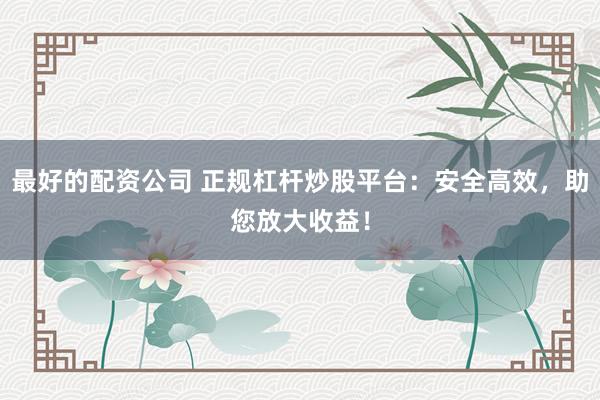 最好的配资公司 正规杠杆炒股平台：安全高效，助您放大收益！