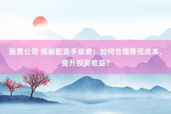 股票公司 揭秘配资手续费：如何合理降低成本，提升投资收益？