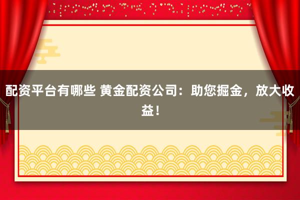 配资平台有哪些 黄金配资公司：助您掘金，放大收益！