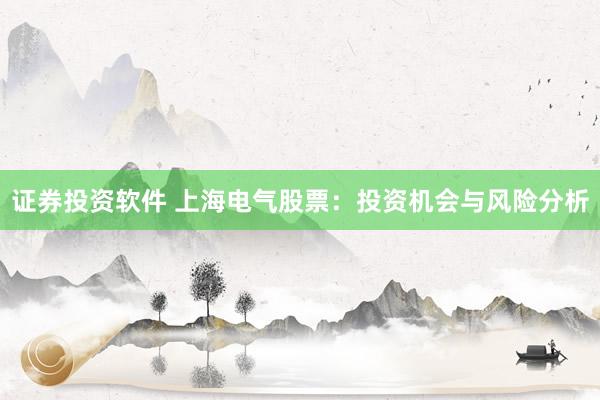 证券投资软件 上海电气股票：投资机会与风险分析